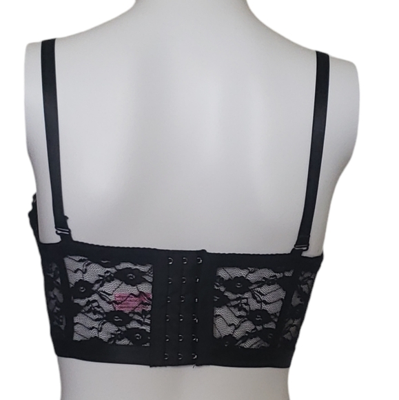 Bikini Swim Top Push Up Black Lace Gold Tone Metal Studded Women's Size 36B. - Picture 5 of 14